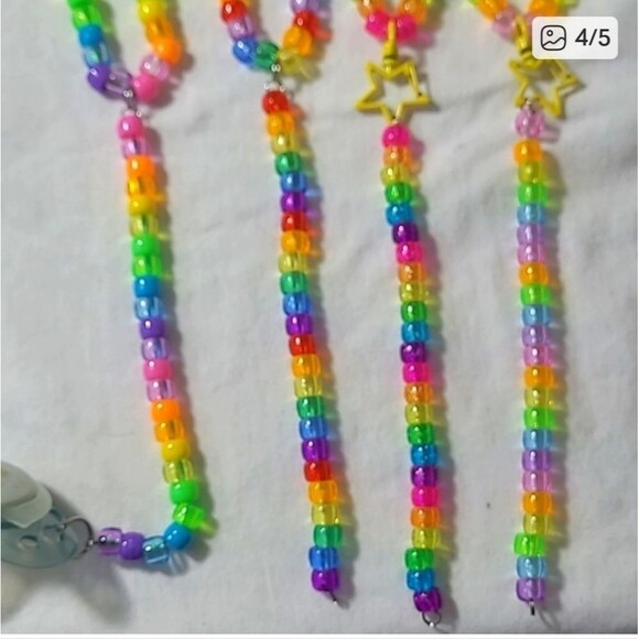 Jolly Rancher Kandi Kid Drop Necklace Binky Cord Binky Earring Rave Set - Picture 8 of 9